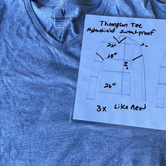Thompson Tee Hydro-sheild sweatproof T-shirt undershirt v-neck 3XL Gray - Picture 5 of 5